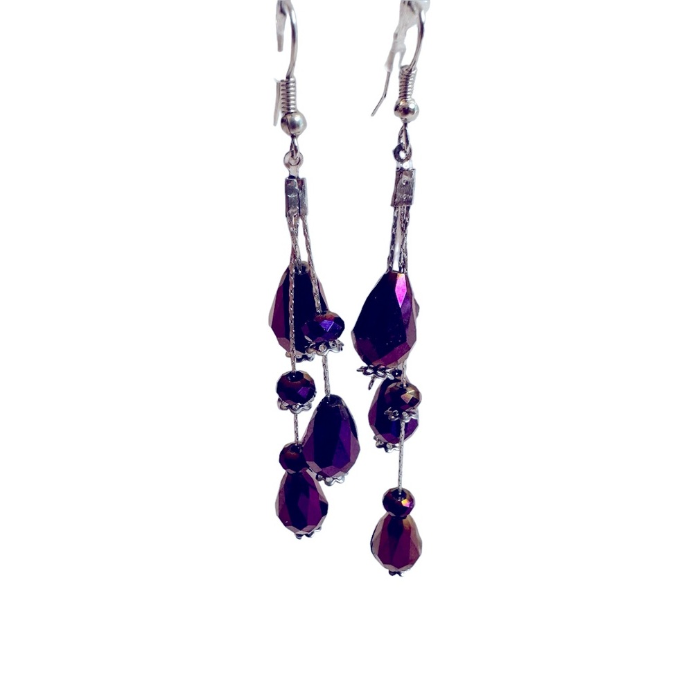 Metallic Purple Dangle Earrings